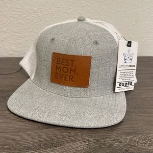 Best Mom Ever Grey & White Ponytail-Slit Trucker Hat